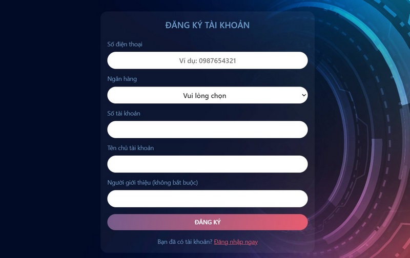 Form thông tin yêu cầu đăng ký ga179